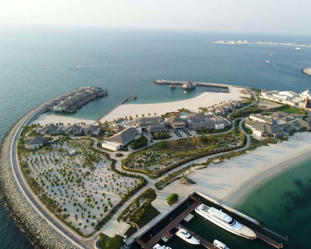 top moving and packing services in JLT : an aerial view of a resort and marina