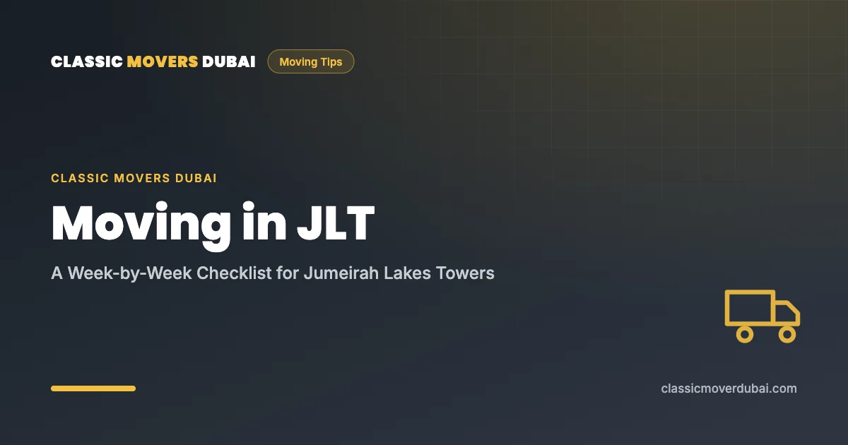 Classic Movers Dubai JLT moving checklist guide graphic