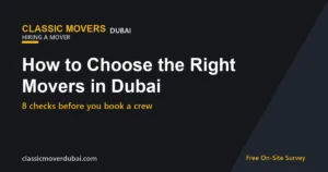 Professional movers loading a van for a Dubai house move